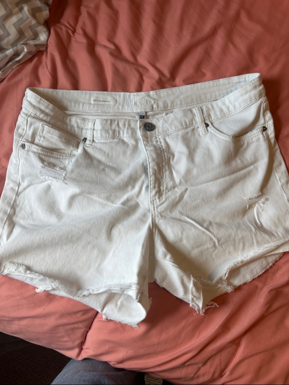 Kut from the Kloth White Distressed Cutoff Denim Shorts
